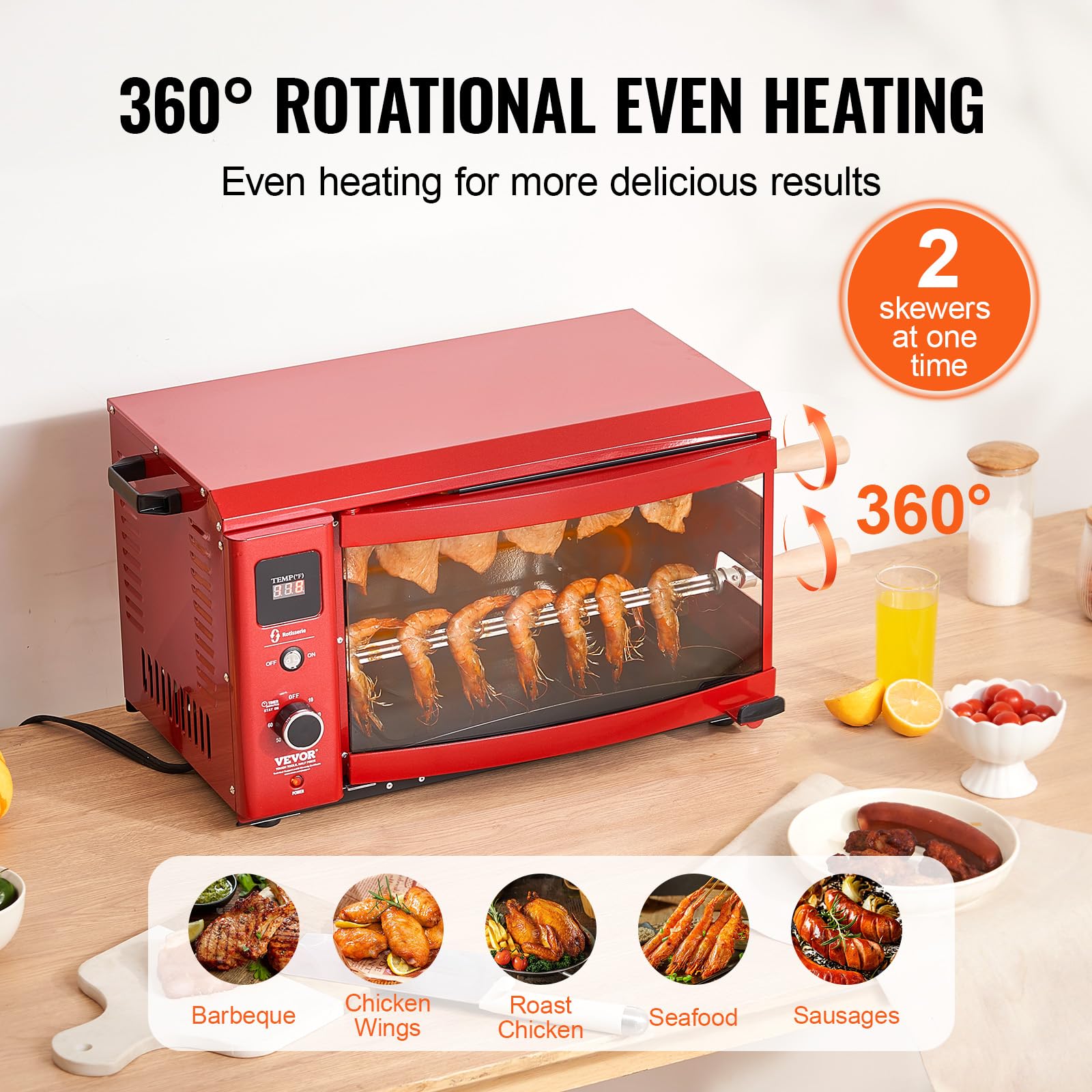 VEVOR Shawarma Grill Machine, Chicken Shawarma Cooker Machine Countertop, Electric Stainless Steel Broiler Gyro Rotisserie Oven Doner Kebab Machine, for Home Restaurant Kitchen Parties