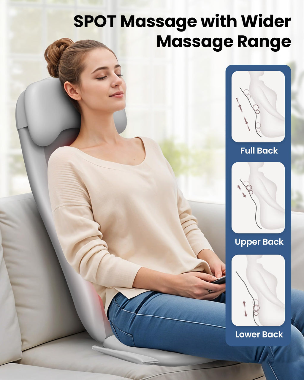 COMFIER Massager Chair with Heat, Shiatsu Neck Back Massager Portable with Compression & Rolling,Massage Chair Pad for Neck & Back for Muscle Tension Relief, Father Day Gift