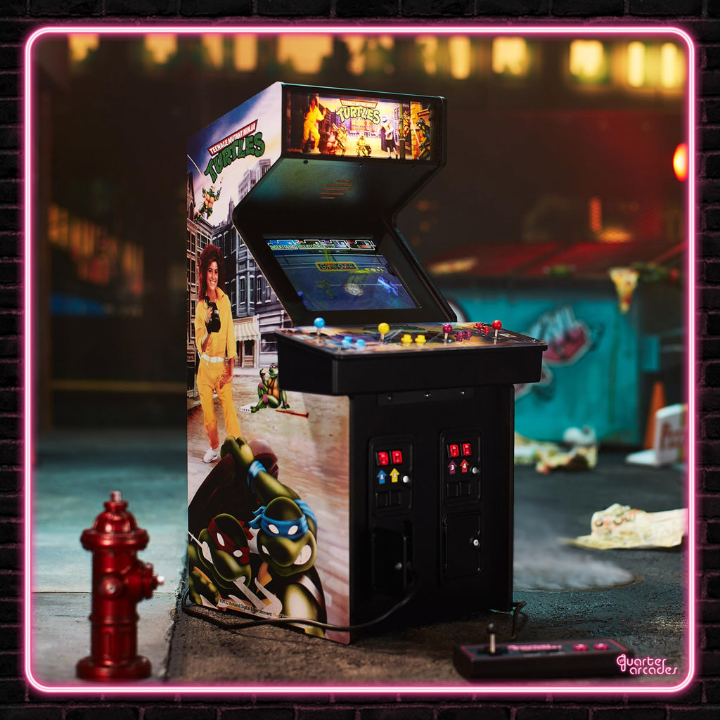 Numskull Quarter Arcades Teenage Mutant Ninja Turtles Collector's Edition Mini Arcade - 1/4 Scale Authentic Wooden Replica, Original ROM, Rechargeable Battery & 3W Speakers for Retro Enthusiasts