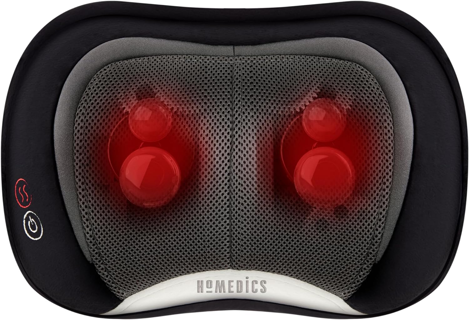 Homedics Shiatsu Back Massager with Heat, 3D Deep Tissue Massage Pillow for Neck & Shoulders, Electric Kneading Lumbar Massager Cushion for Upper & Lower Back Pain Relief, Portable Home Office Travel