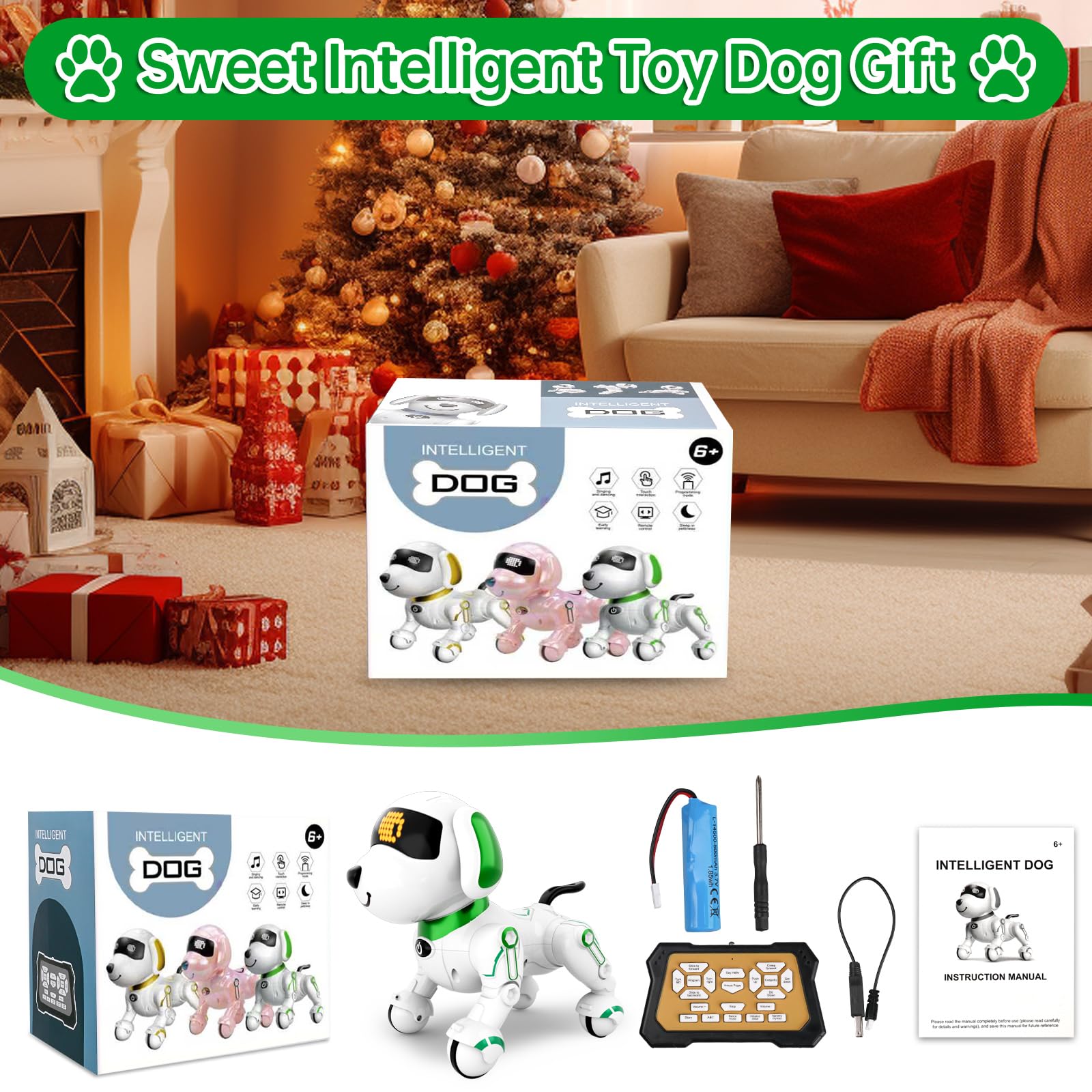 Dwi Dowellin Robot Dog for Kids 8-12,Remote Control Smart Robotic Dogs Pet Puppy Robotic Toy,Interactive Touch Walking Talking Toys for Boys Girls Christmas Birthday Gifts