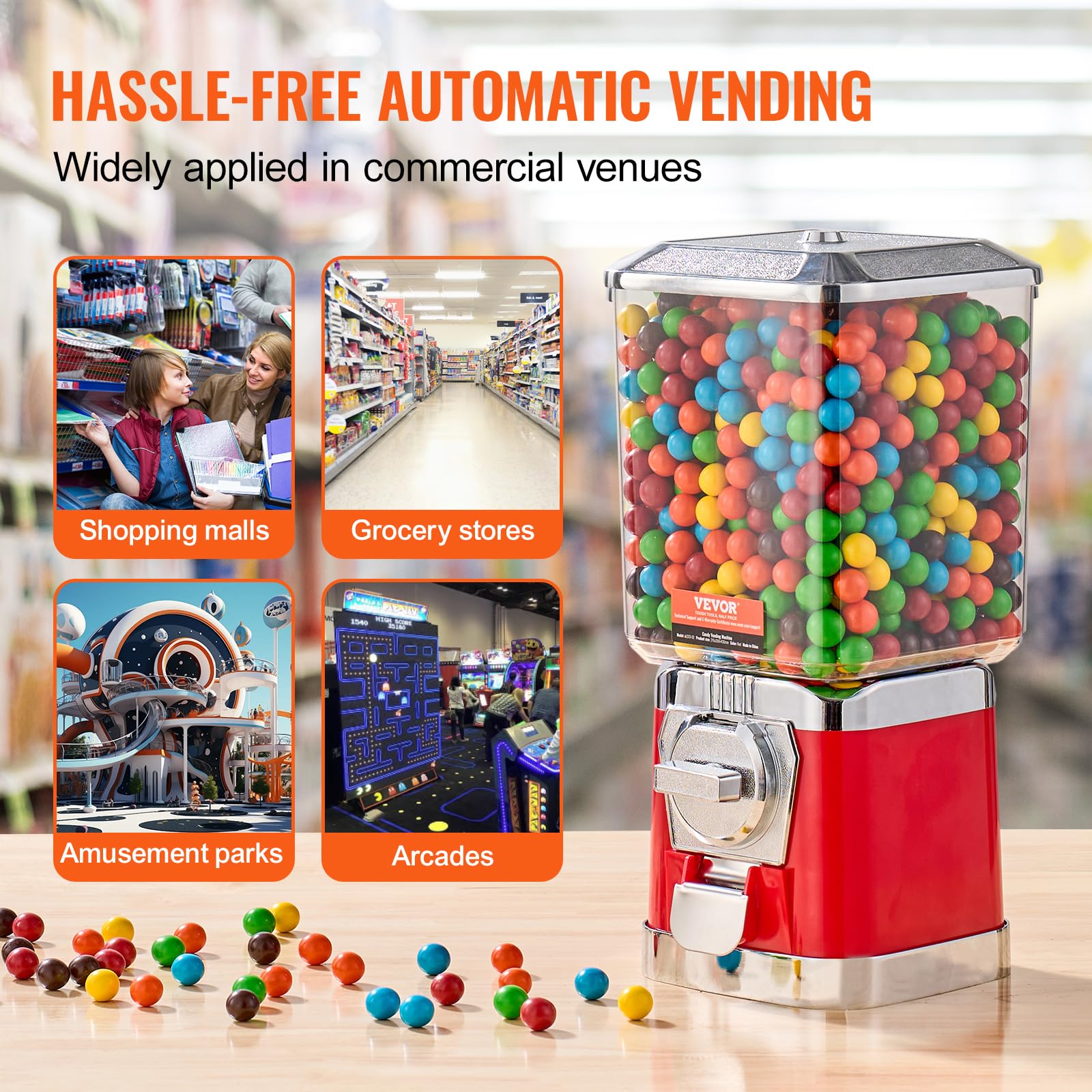 VEVOR Vending Machine, Classic Gumball Bank, Huge Load Capacity Candy Gumball Machine, Mini Vending Machines, Gumball Dispenser Machine for Kids, Perfect for