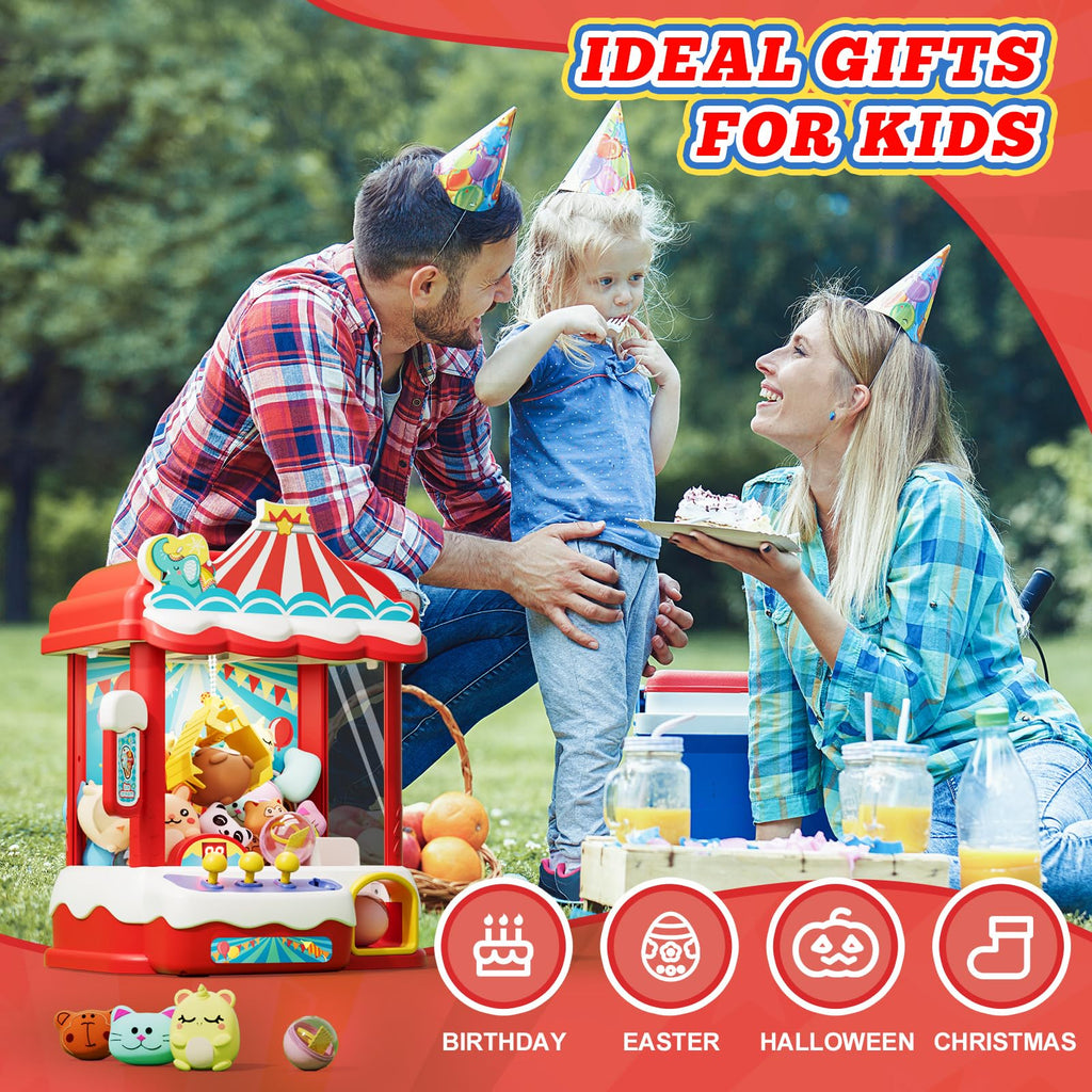 Skirfy Large Claws Machines 12'' for Kids Adults,Girls Unicorns Toys,Candy Grabber Prize Dispenser 15 Stuffeds Toys,Electronic Arcades Game Christmas Thanksgiving Birthday Gifts for Age 6-12