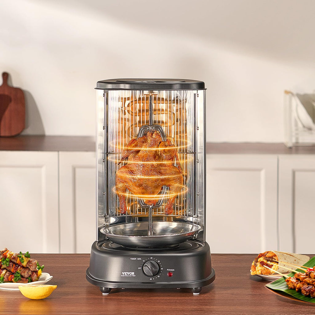 VEVOR Shawarma Grill Machine, Chicken Shawarma Cooker Machine Countertop, Electric Stainless Steel Broiler Gyro Rotisserie Oven Doner Kebab Machine, for Home Restaurant Kitchen Parties