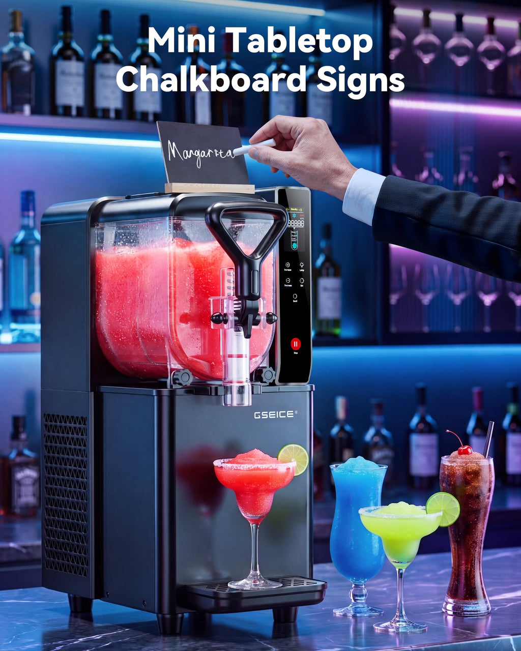 8L/2.1Gal Slushie Machine for Commercial & Home Use, Frozen Drink Maker for Slushy,Margaritas,Frappés,Milkshake and More