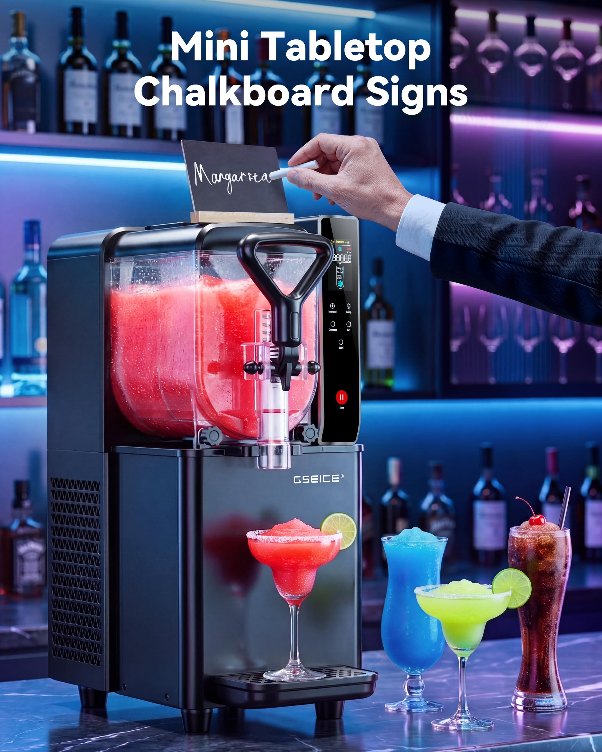 8L/2.1Gal Slushie Machine for Commercial & Home Use, Frozen Drink Maker for Slushy,Margaritas,Frappés,Milkshake and More