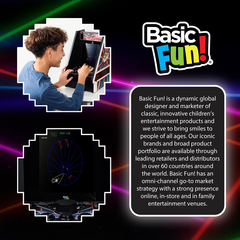 Arcade Classics - Atari Asteroids Counter Series Game Machine, 5 Games, 8" Liquid Crystal Screen - Mini Cabinet, Portable Gaming, Retro, Countertop Console, Basement Decoration, Man Cave