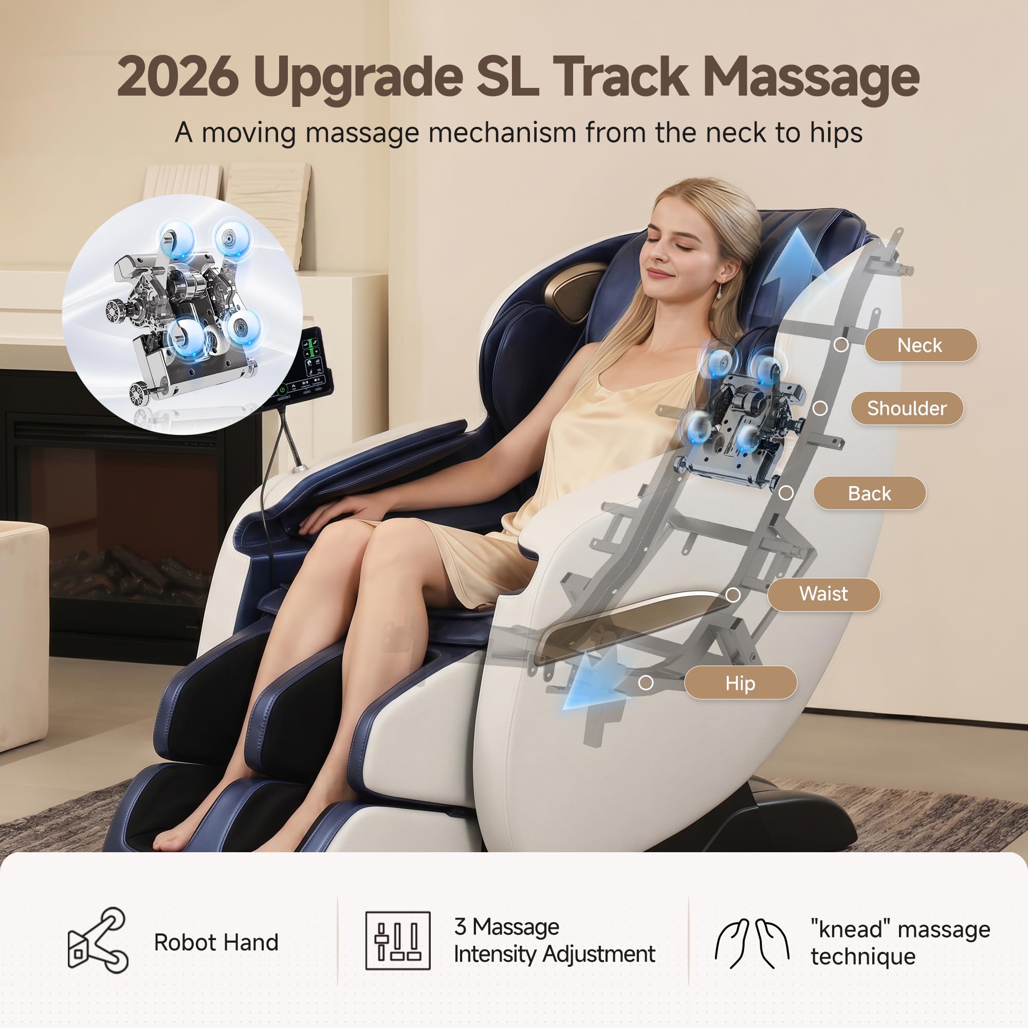 Real Relax 2026 Upgraded 2D SL-Track Massage Chair,Recliner Full Body Zero Gravity with 8 Auto Modes and Upgraded LCD Screen,Added Voice Broadcast,Headrest Cushion,Child Lock and Pause Button,Black