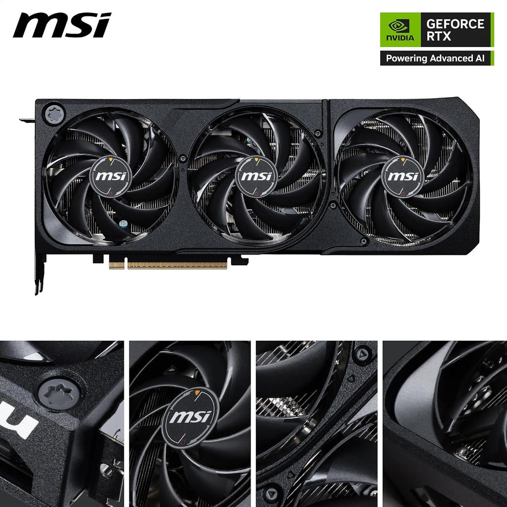 MSI GeForce RTX 5070 Ti 16G Shadow 3X OC — 16GB GDDR7 (28Gbps/256-bit), PCIe 5, Boost: 2482MHz, HDMI 2.1b, DisplayPort 2.1b