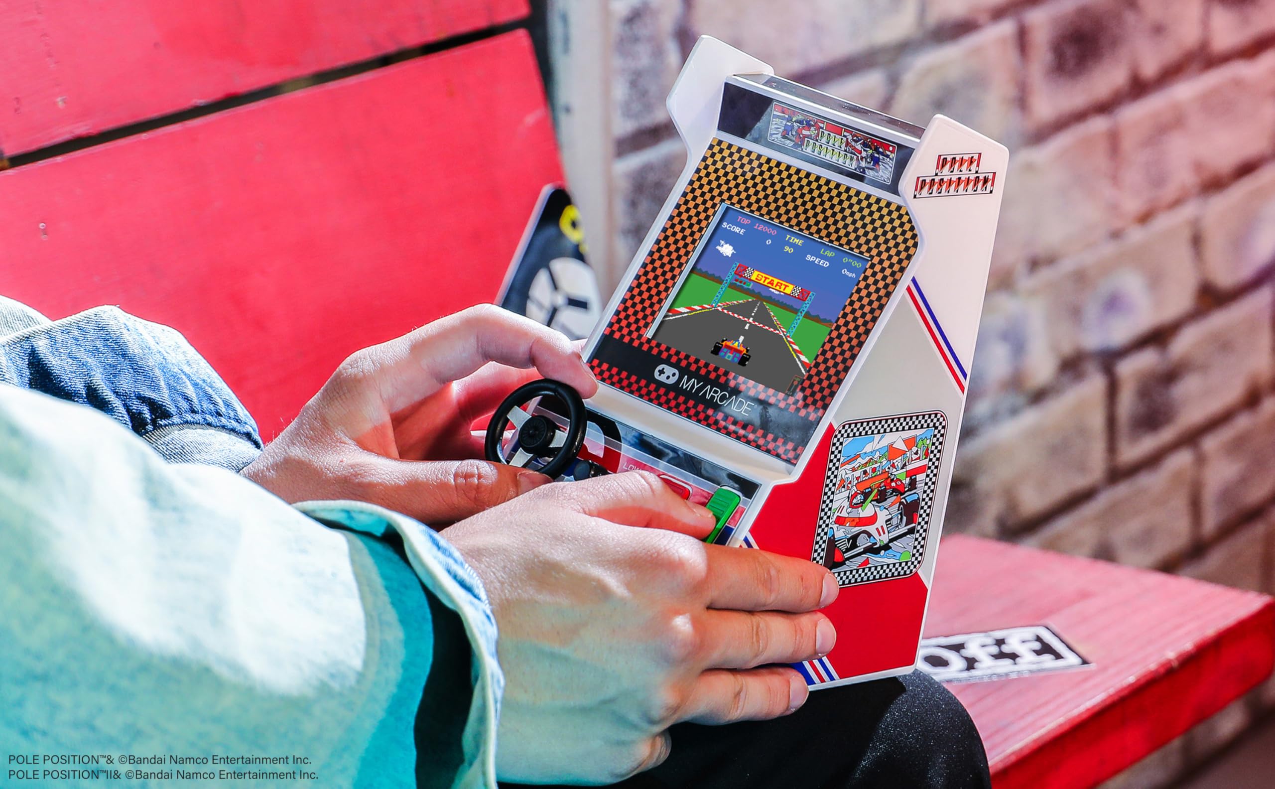 My Arcade Pole Position Racing Player: Handheld Game for Kids and Adults, 2 Games, Real Racing Controls, Portable Gaming, 3.5 inch Screen