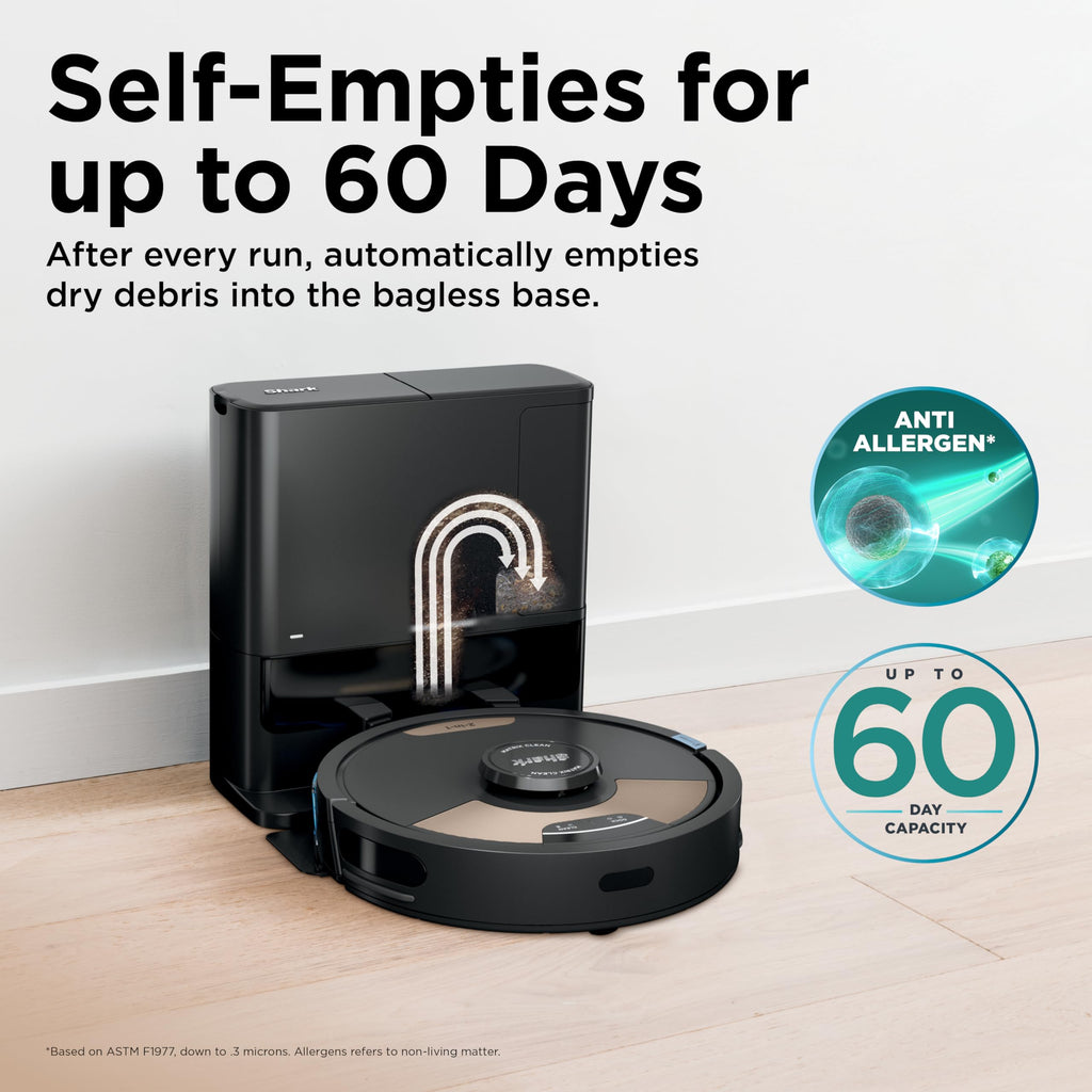 Shark Matrix Clean | Robot Vacuum Cleaner with Powerful Suction for Pet Hair, Rugs, Carpets & Hard Floors | Self-Empty Base | 60-Day Capacity | Voice Control | LiDAR Navigation | Cool Grey | AV2511AE