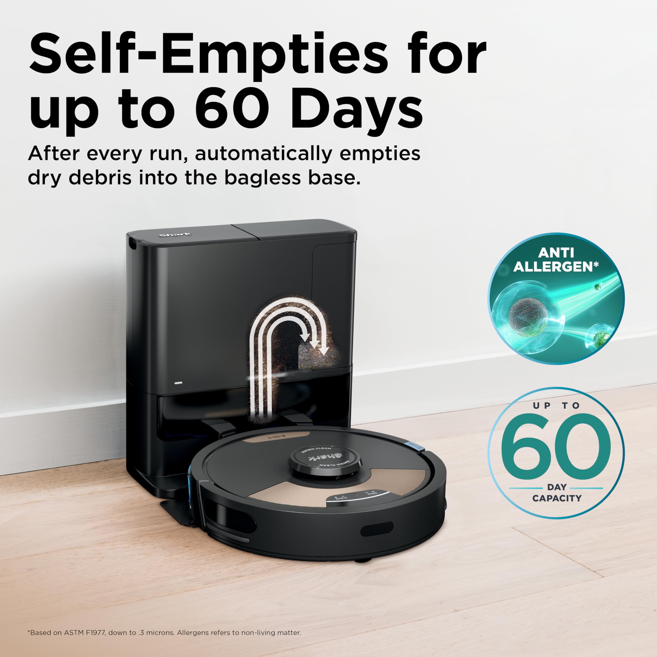 Shark Matrix Clean | Robot Vacuum Cleaner with Powerful Suction for Pet Hair, Rugs, Carpets & Hard Floors | Self-Empty Base | 60-Day Capacity | Voice Control | LiDAR Navigation | Cool Grey | AV2511AE