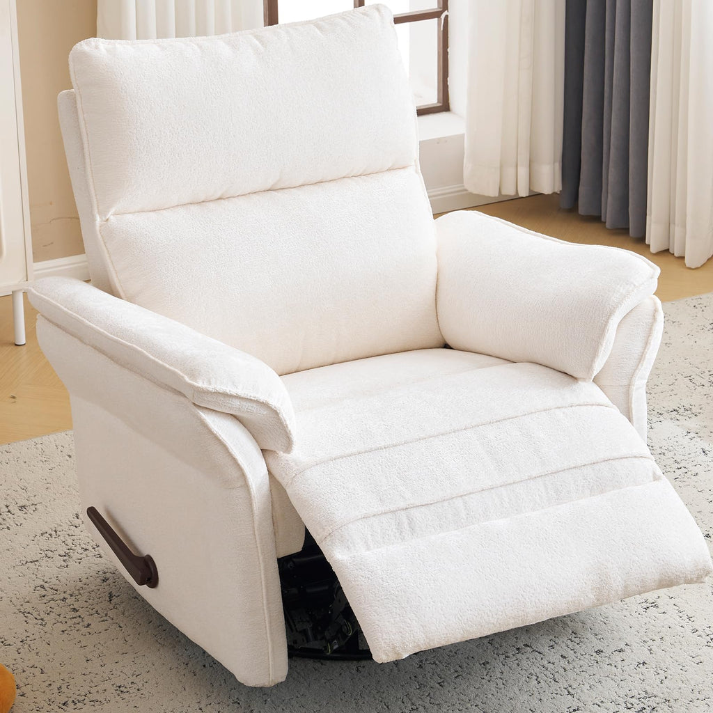 Oversized Rocking Chair Nursery with Massage and Heat, Glider Recliner Nursery Chair with Adjustable Headrest, Power Swivel Rocker Recliner Chair with USB Port, Dark Grey