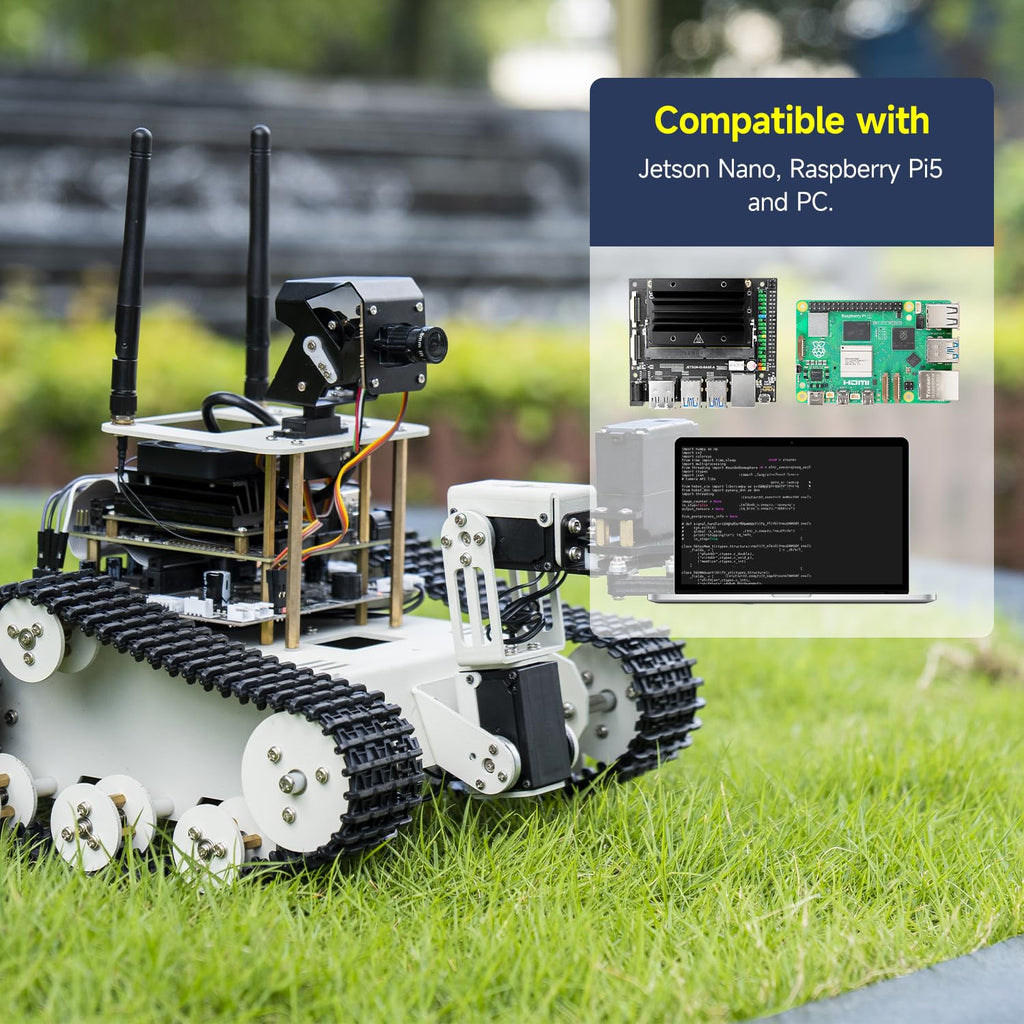 Yahboom DIY Programmable Project ROS Starter Tank Chassis Robot with AI Camera for Jetson Nano B01 Recognition Tracking OpenCV MediaPipe (Transbot-SE Without Nano)