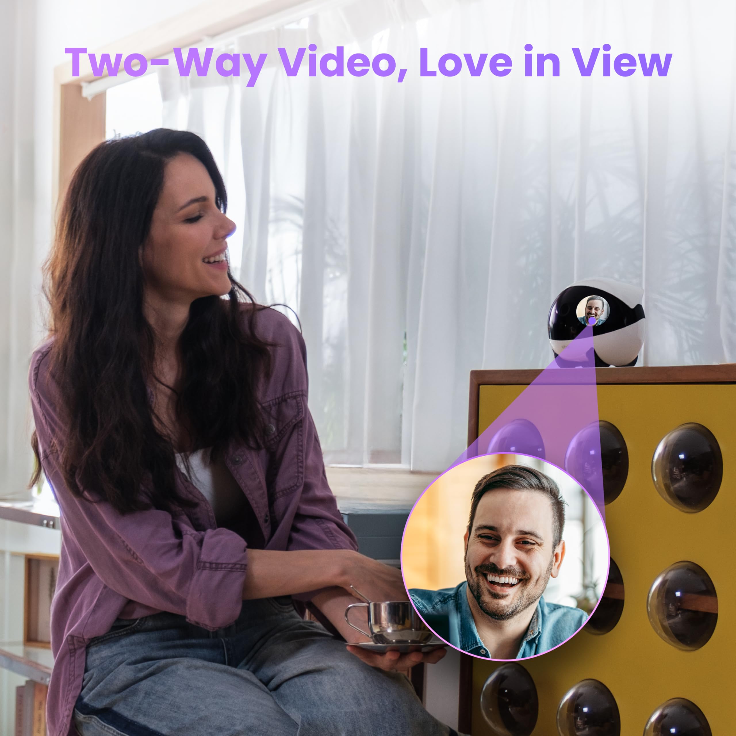 Enabot EBO Air 2 Plus FamilyBot 3K Home Camera Robot: Indoor Camera, Movable Robot Companion, 2-Way Video, AI Chat Mode, Auto-Recharge, Long Battery Life, Custom Facial Image, Night Vision