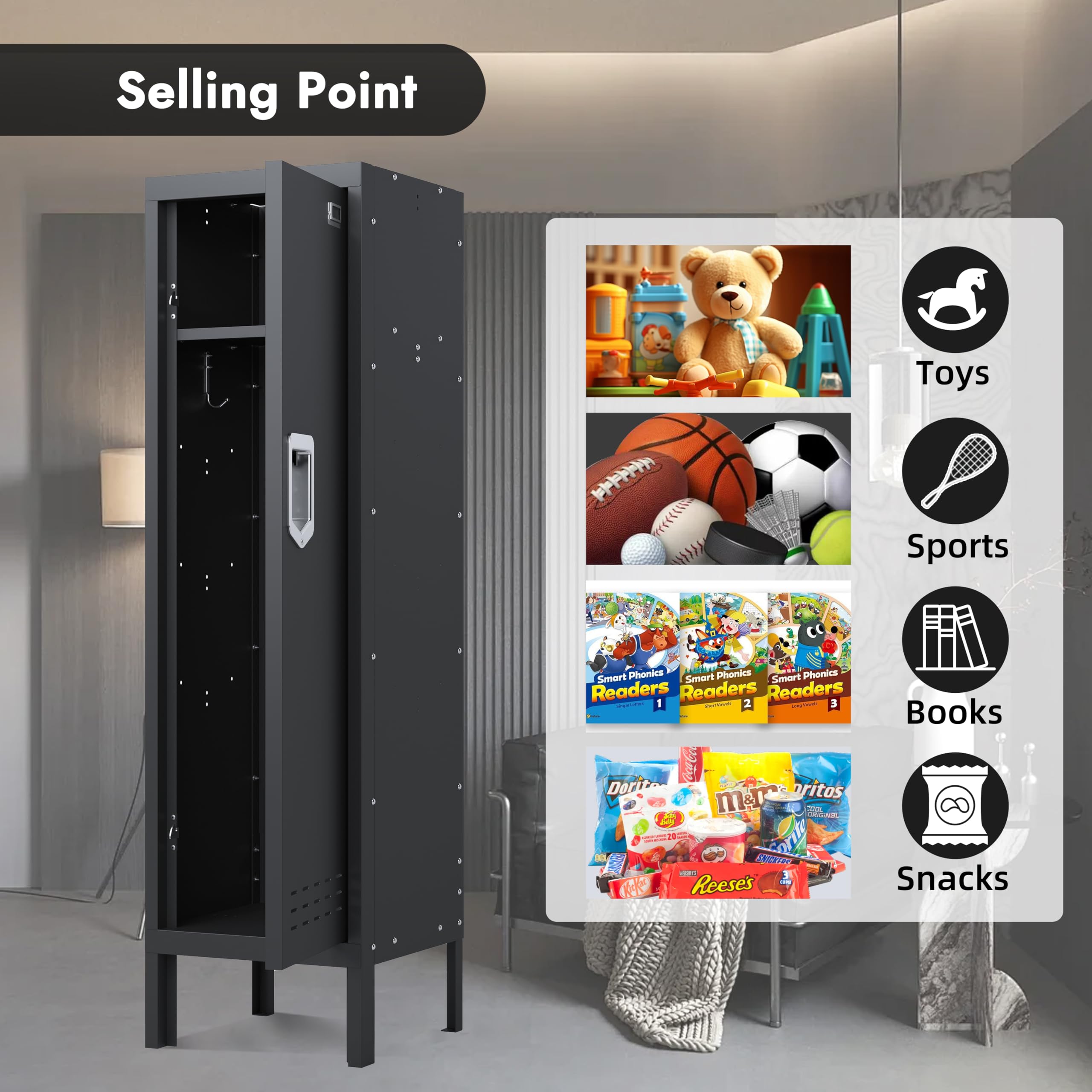 BUTISOW Metal Lockers - 66" Height Steel Lockers for Employees with 5 Door Storage Locker with Card Slot for Employees Gym School Home Office Garage - Assembly Required