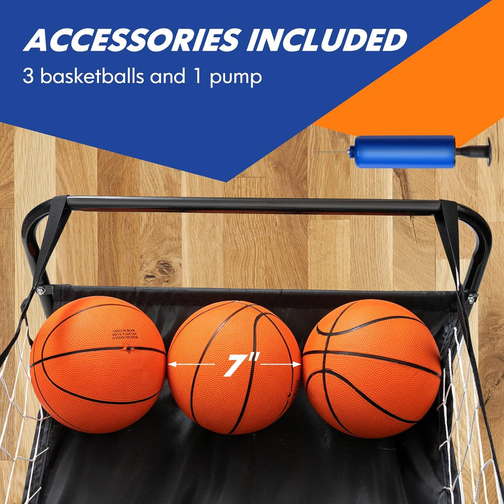 Goplus Foldable Indoor Basketball Arcade Game, Electronic Basketball Single Shootout Games Machine with 3 Balls, LED Scoreboard and Inflation Pump for Kids Youth Teens Adults