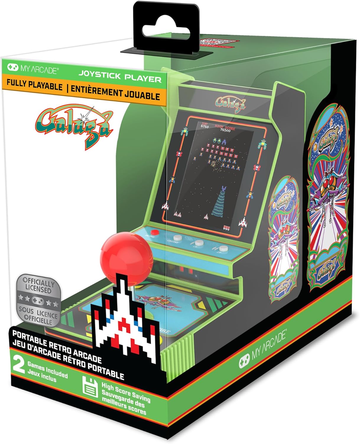 My Arcade NEW Galaga Red Joystick Player: Galaga and Galaxian Portable Console, Retro Games - 3.5" Full Color Display