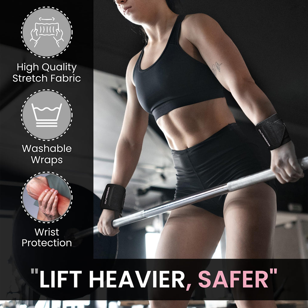 18" OG-Grade Wrist Wraps for Weightlifting – Heavy Duty Wrist Support with Thumb Loop & Lockdown Strap – Wrist Straps for Powerlifting, Bench Press & Gym Training
