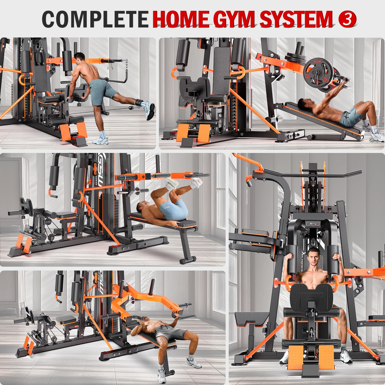 XGSW Multi-Function Home Gym Workout Station, Featuring a Pulley System, arm Trainer, and Leg Trainer for Full-Body Workouts.