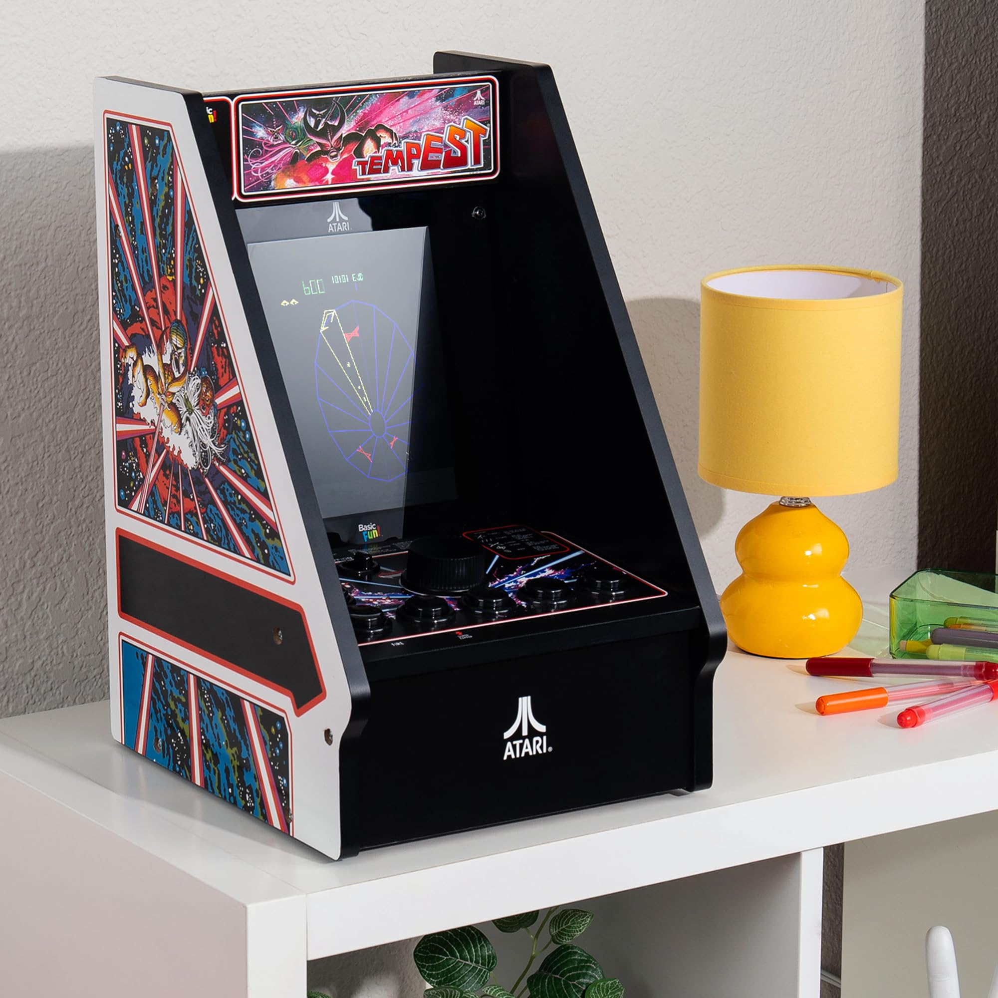 Arcade Classics - Atari Asteroids Counter Series Game Machine, 5 Games, 8" Liquid Crystal Screen - Mini Cabinet, Portable Gaming, Retro, Countertop Console, Basement Decoration, Man Cave