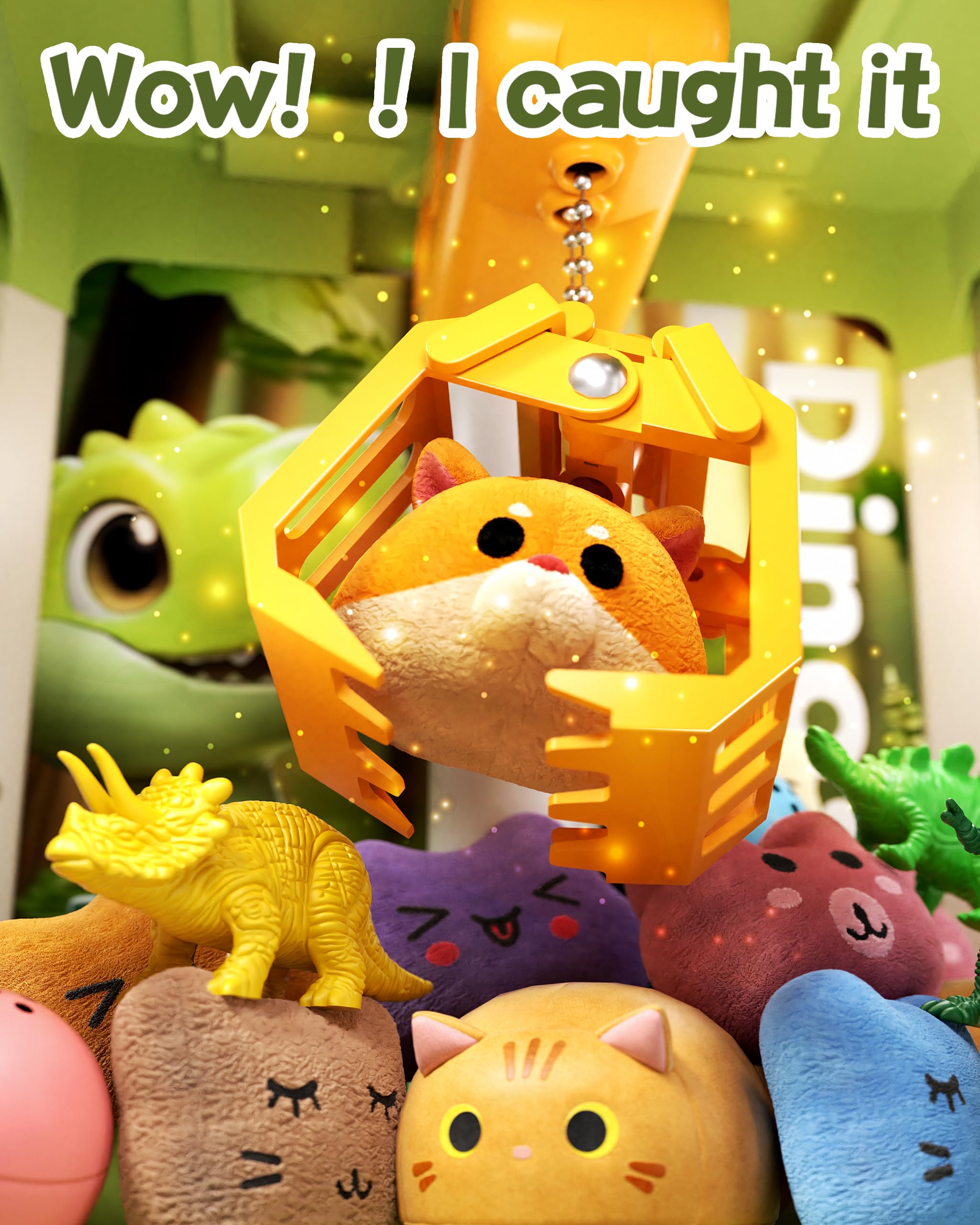 STACTCUTE 78PCS Large Dinosaur Claw Machine for Kids, No Assembly Required - Electronic Arcade Game with Music & Lights, Vending Machine Toy Prize Dispenser - Birthday Gift for Boys & Girls Age 3+