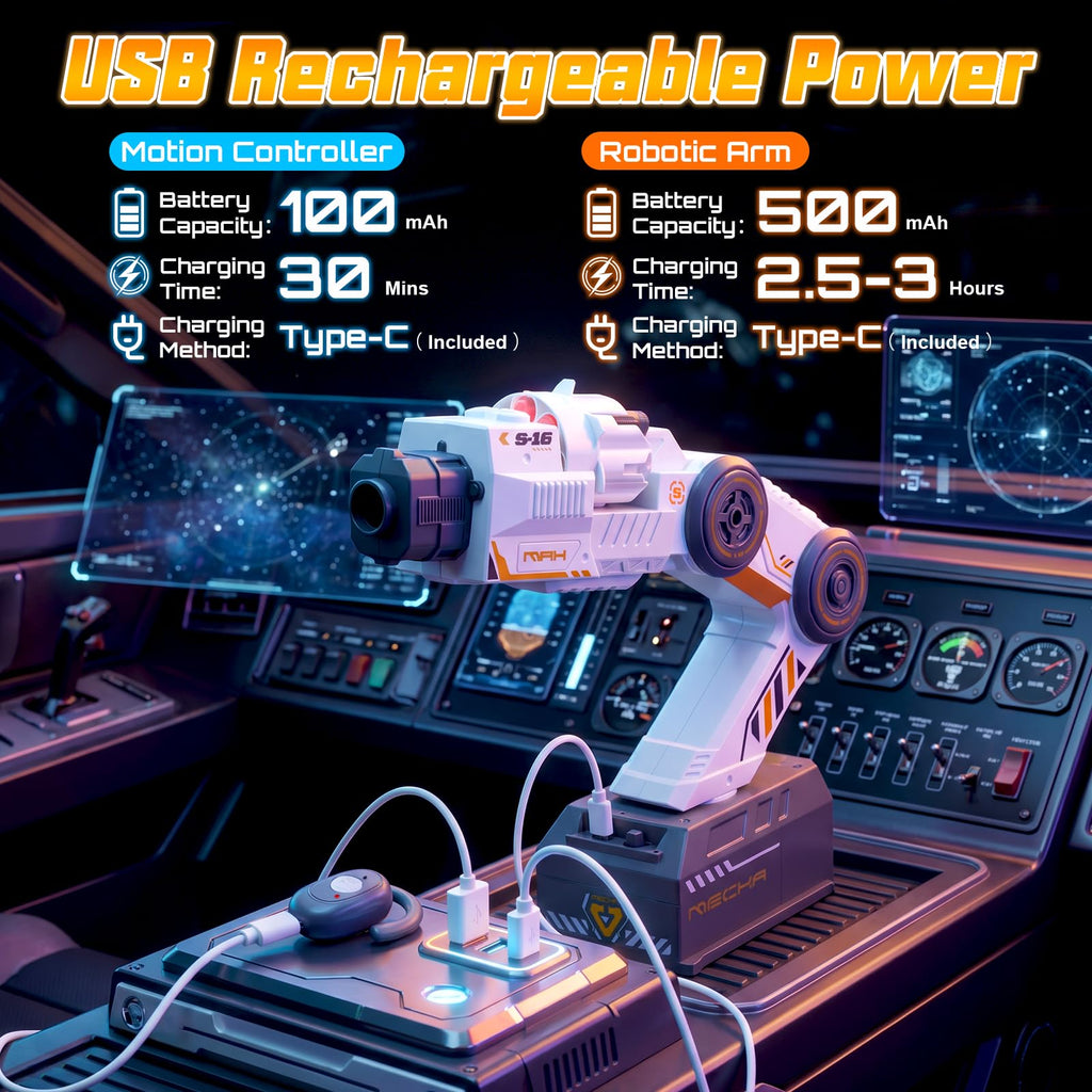 Smart Tracking Mechanical Arm Toy, Cool Inductive Robot Arm Tracking Blaster, Shoulder Mounted Robot with Remote Control (1000 PCS Water Bullets)