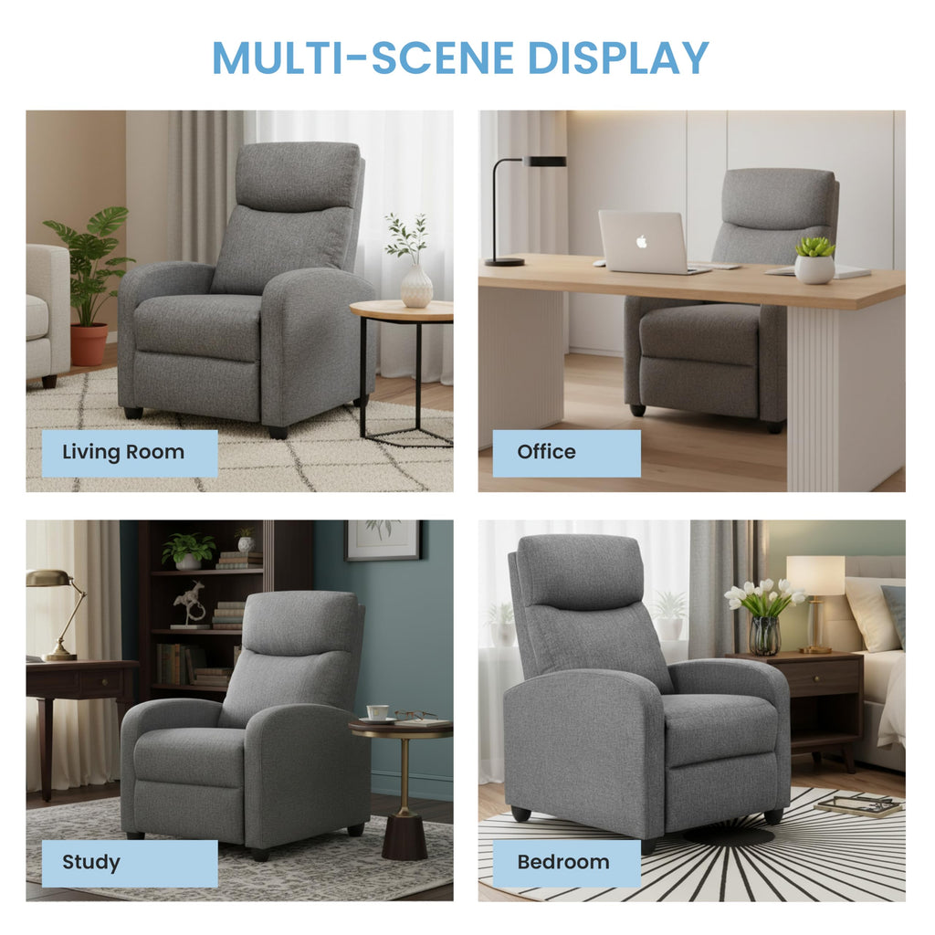 Simple Deluxe Massage Recliner Chair - Adjustable PU Leather Recliner, Luxe Reading Chair & Sofa Chair for Living Room Chairs or Bedroom Chair, Small Recliner for Home Theater, Black