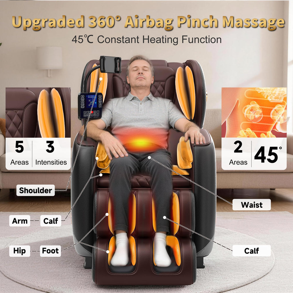 2026 Massage Chair Full Body, Zero Gravity Massage Chair Recliner - Upgraded 10-Point Roller, Heating, Airbags, Foot Roller, Shiatsu Full Body Massage Chairs, Gift for Parent