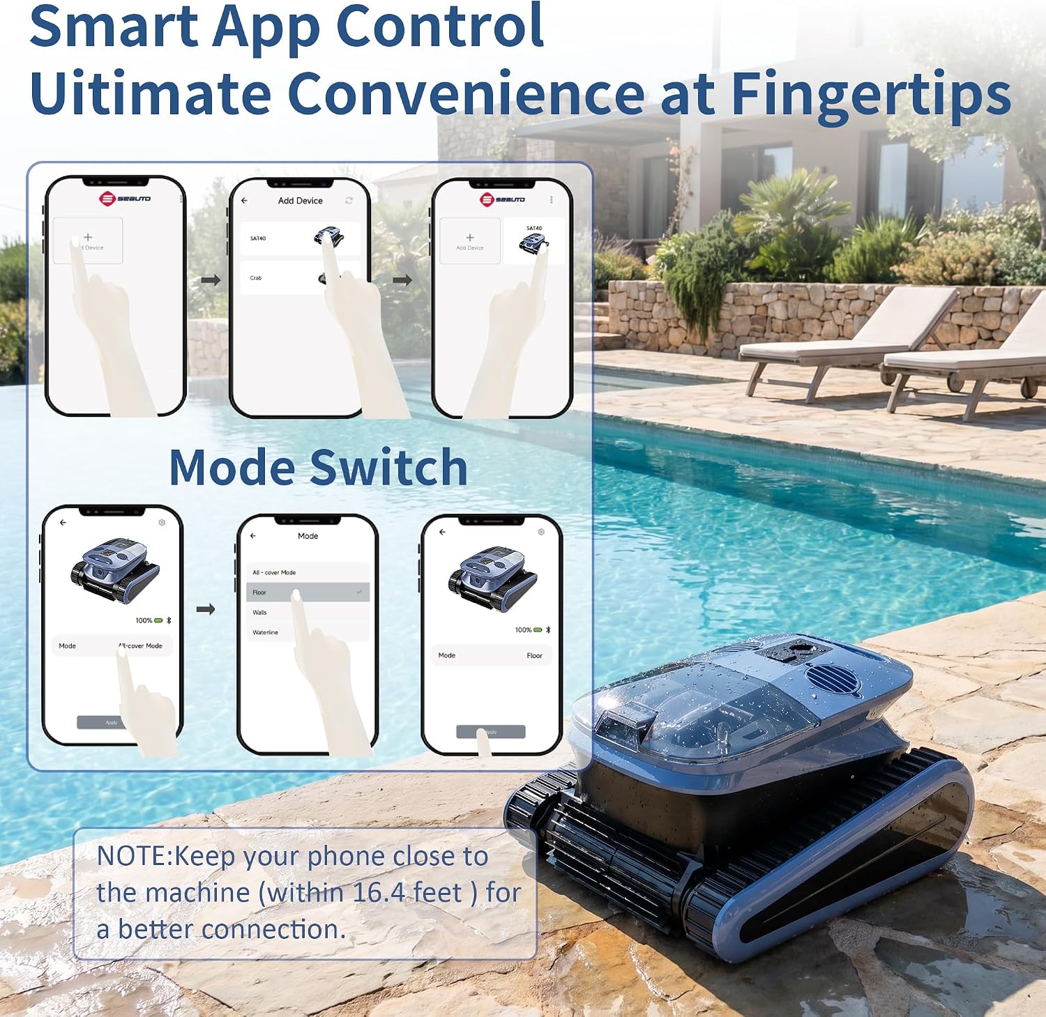 (2026 New) Cordless Robotic Pool Cleaner, 240-Min Wall-Climbing Automatic Pool Vacuum with Dual-Motors, Smart Navigation, Ideal for Inground/Above Ground Pools up to 3,230 Sq.ft