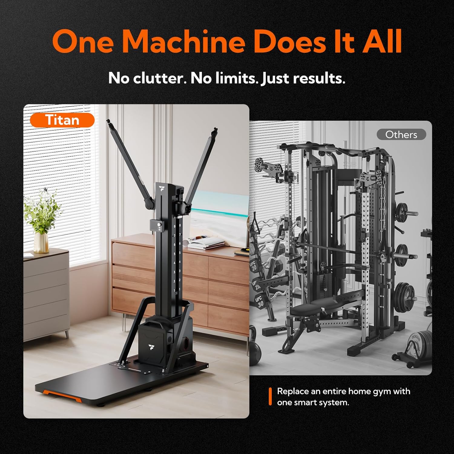 Titan Smart Home Gym, All-in-One Strength Training and Ski Machine, Digital Weight System for Full Body Workout, Functional Gym Machine, Squat Rack & Ski Machine