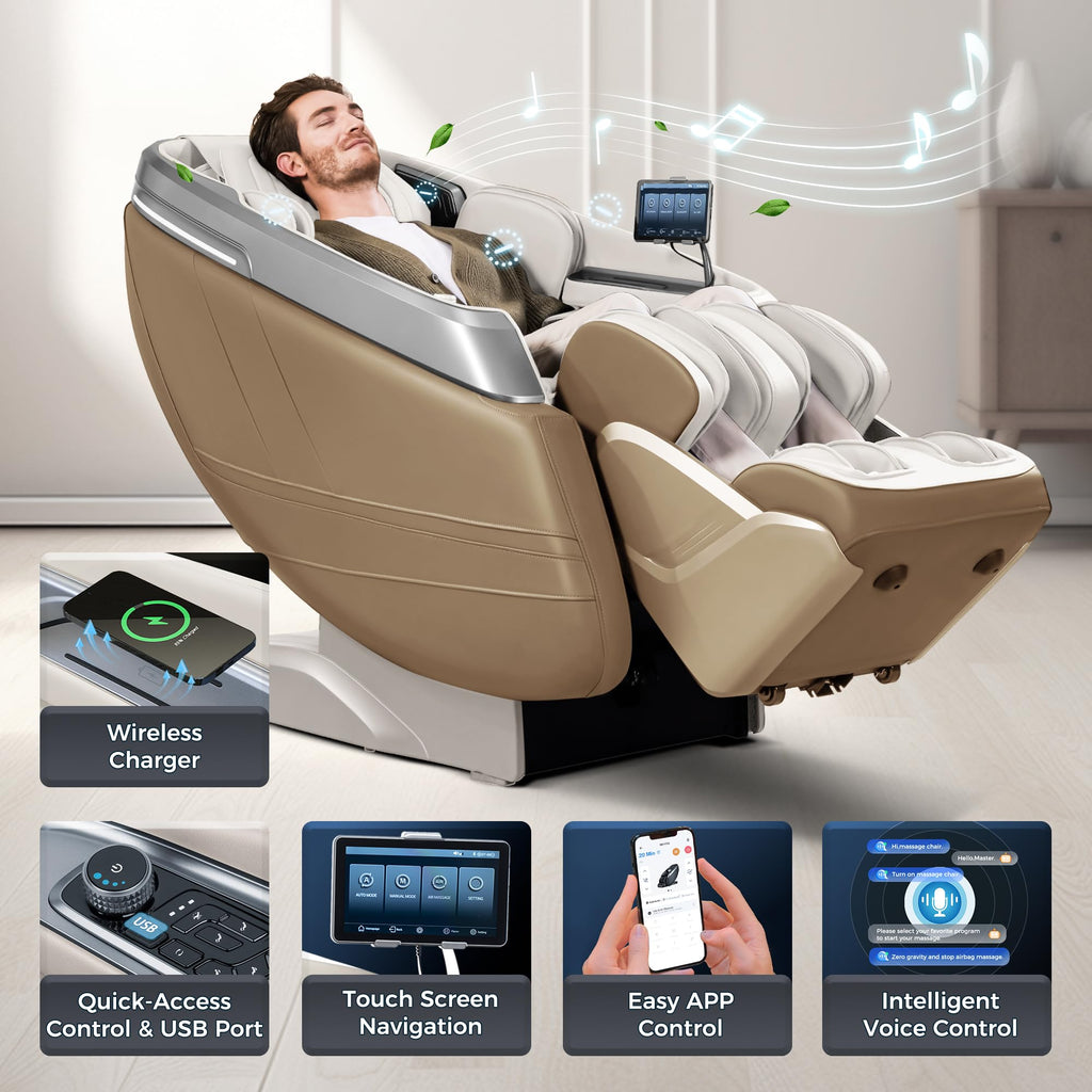 iBooMas True 4D Massage Chair, Deep Tissue Full Body Massage Chair with Adjustable 4D Pressure, AI Body Scan, 55" SL Track, Zero Gravity Recliner, Powered Leg Extension, 3-Level Heat, Black
