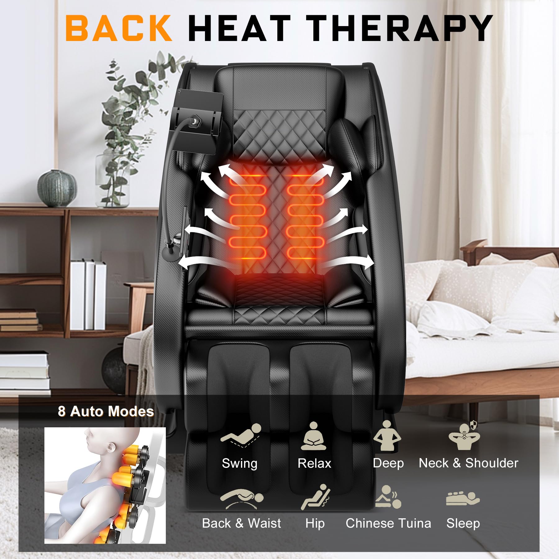 2026 Massage Chair Full Body, Zero Gravity Massage Chair with Auto Modes, Airbag Massage, 6 Fix Point Rollers, Foot Massage, Heating, Touch Screen Controller, Home Massage Chairs