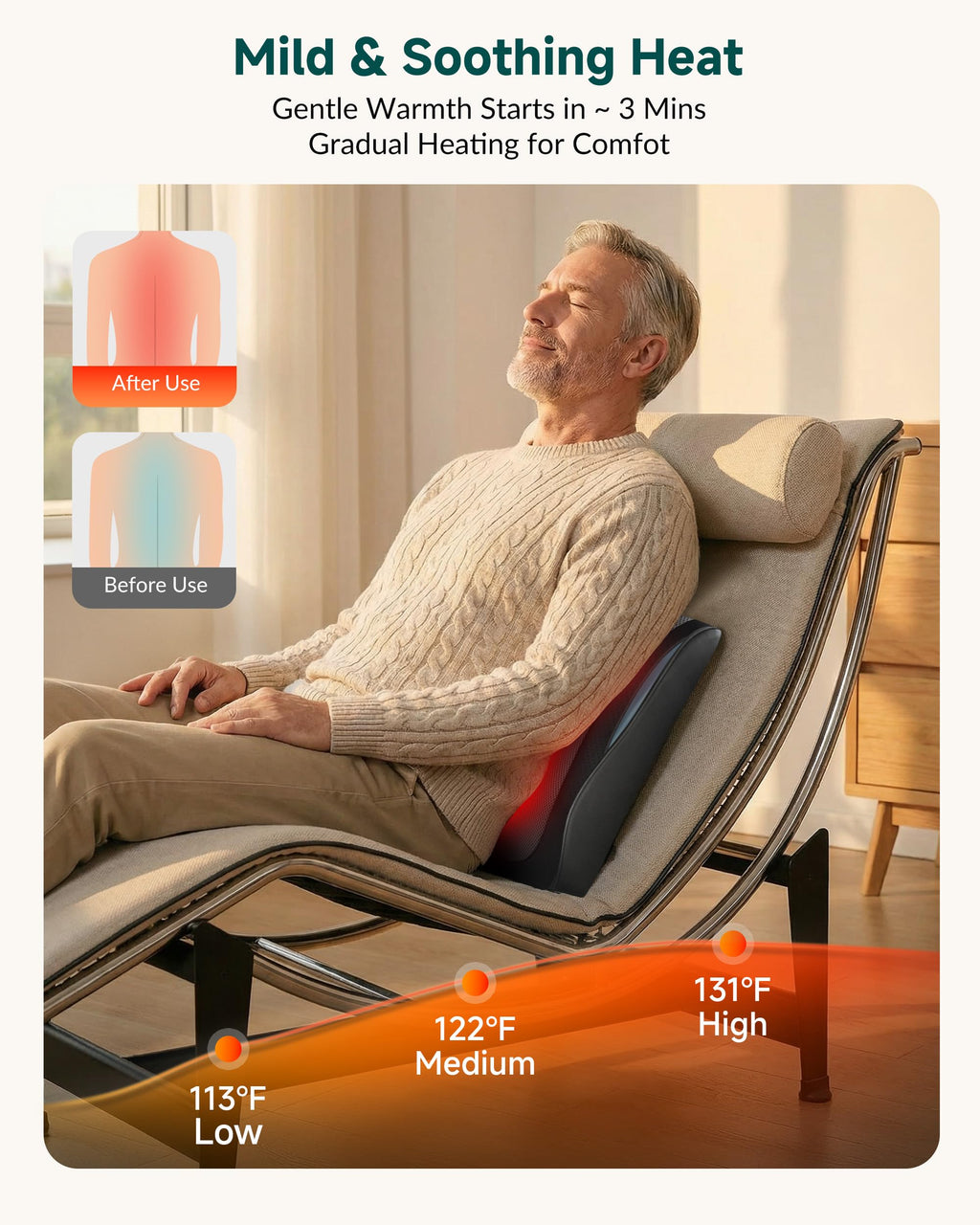 Snailax Back Massager with Heat – 3D Shiatsu Massage Pillow for Neck & Back, Fixed Kneading Nodes, Chair & Sofa Use, Gift for Mom, Dad, Women & Men