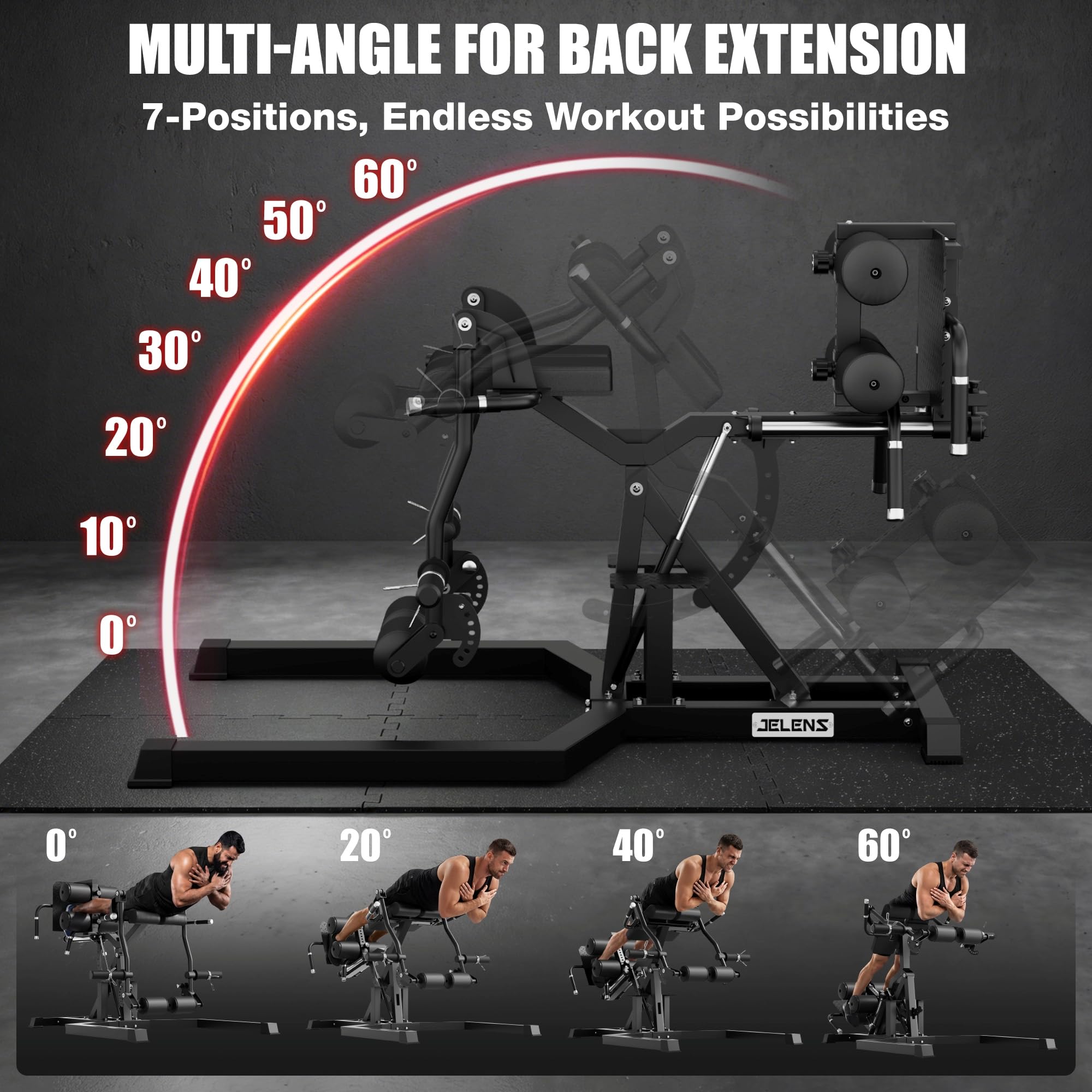 JELENS HL01 Adjustable Leg Press Hack Squat Machine, Glute Ham Developer&Leg Extension and Curl Machine 2 in 1, Full Body Workout Equipment for Home Gym