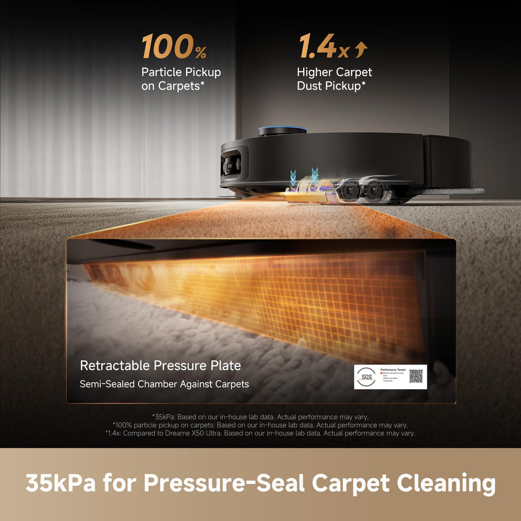 DREAME X60 Max Ultra Complete Robot Vacuum and Mop, Ultra-Thin Design, 35,000Pa Suction, Self Emptying&Refilling, Mop Self-Cleaning, 280+ Obstacle Avoidance, White