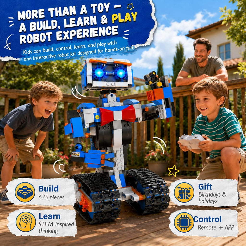 okk Robot Building Toys for Boys, STEM Projects for Kids Ages 6-12, Remote & APP Controlled Engineering Learning Educational Coding DIY Building Kit Rechargeable Robot Toy Gifts for Girls
