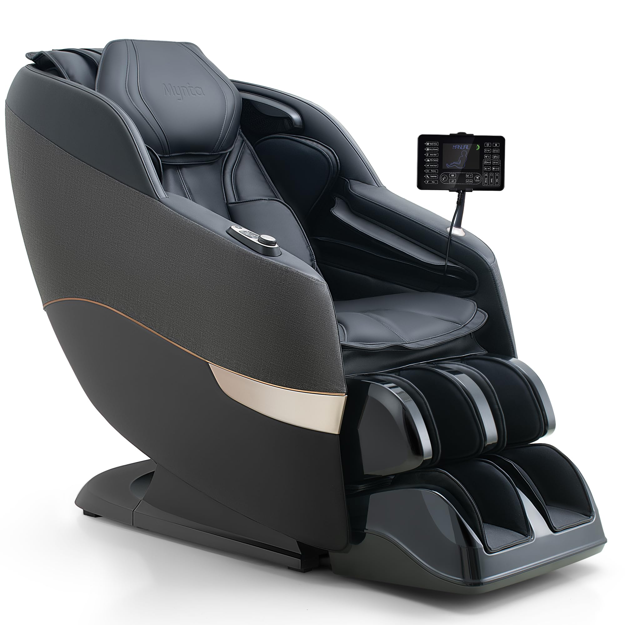 MYNTA Massage Chair Full Body, 170° Flexible SL Track Shiatsu 3D Massage Chairs with Zero Gravity, Bluetooth Speaker, Airbags & Heating, MC1650(Grey)