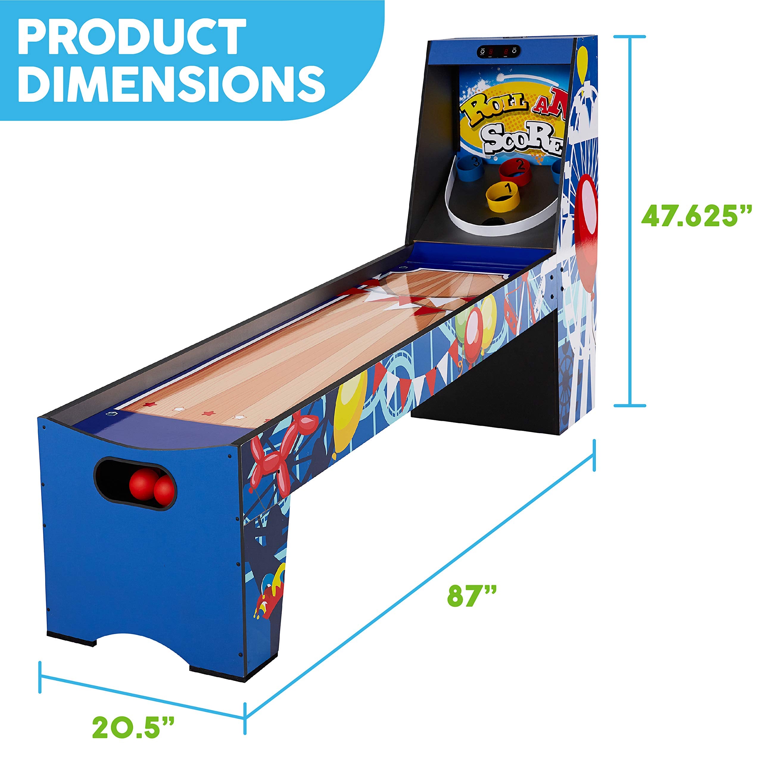 MD Sports Roll & Score Arcade Game, 87" Durable Electronic Scoring with Sound Effects and Game Balls, Perfect for Family Game Rooms