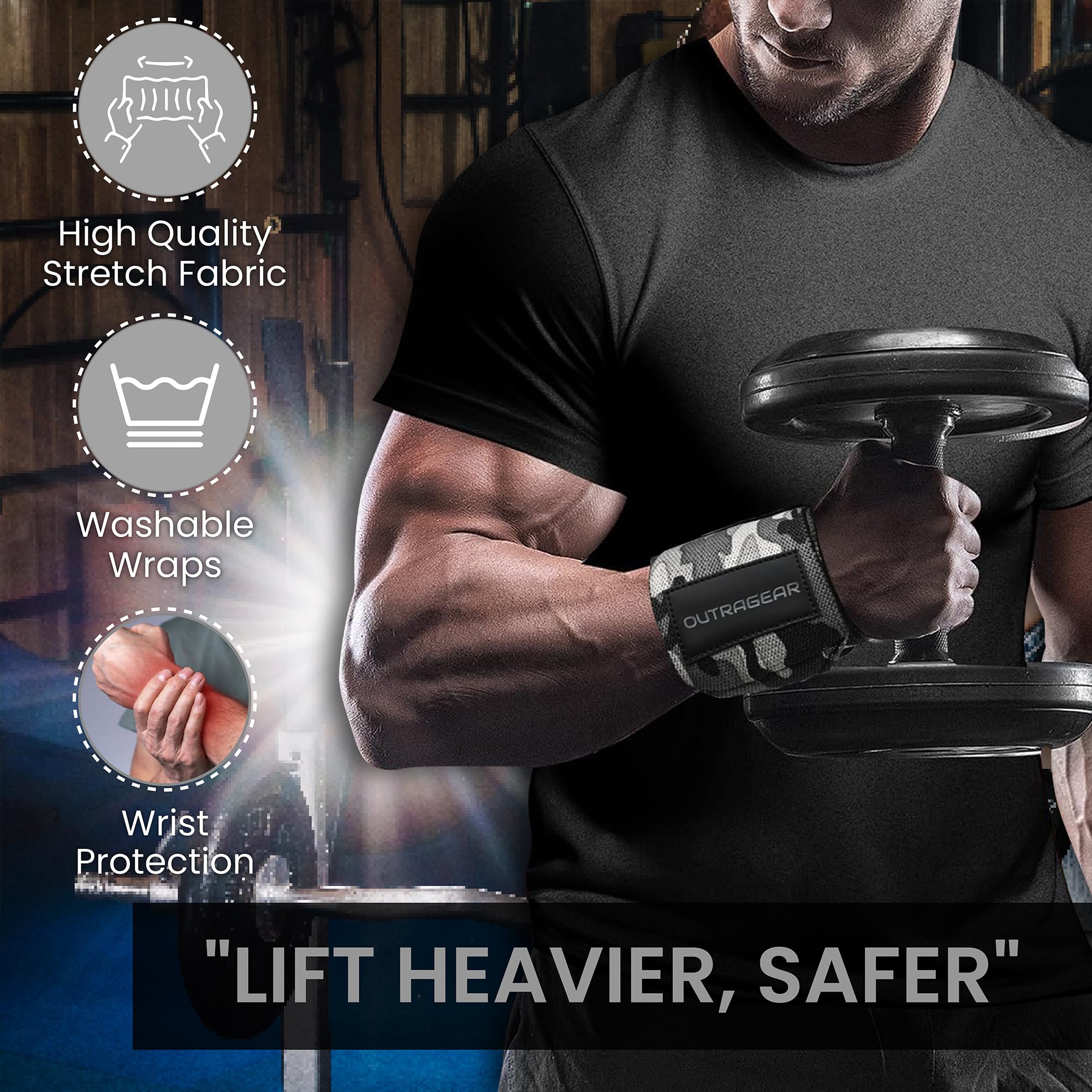 18" OG-Grade Wrist Wraps for Weightlifting – Heavy Duty Wrist Support with Thumb Loop & Lockdown Strap – Wrist Straps for Powerlifting, Bench Press & Gym Training