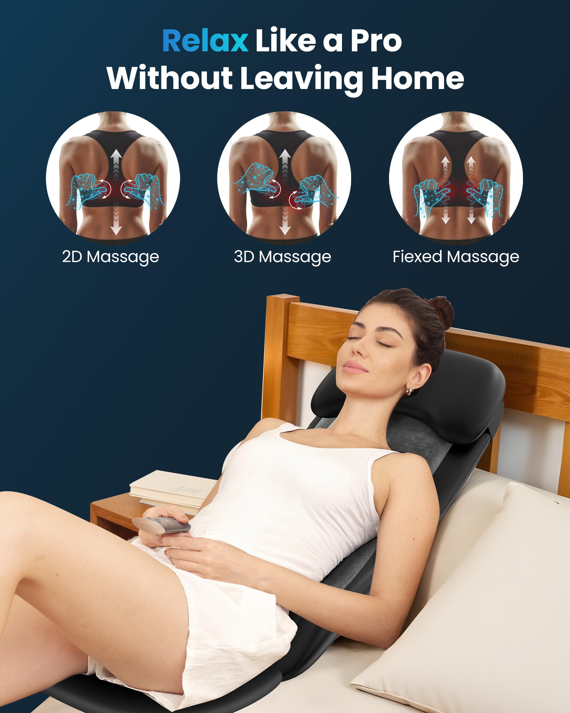 COMFIER Massager Chair with Heat, Shiatsu Neck Back Massager Portable with Compression & Rolling,Massage Chair Pad for Neck & Back for Muscle Tension Relief, Father Day Gift
