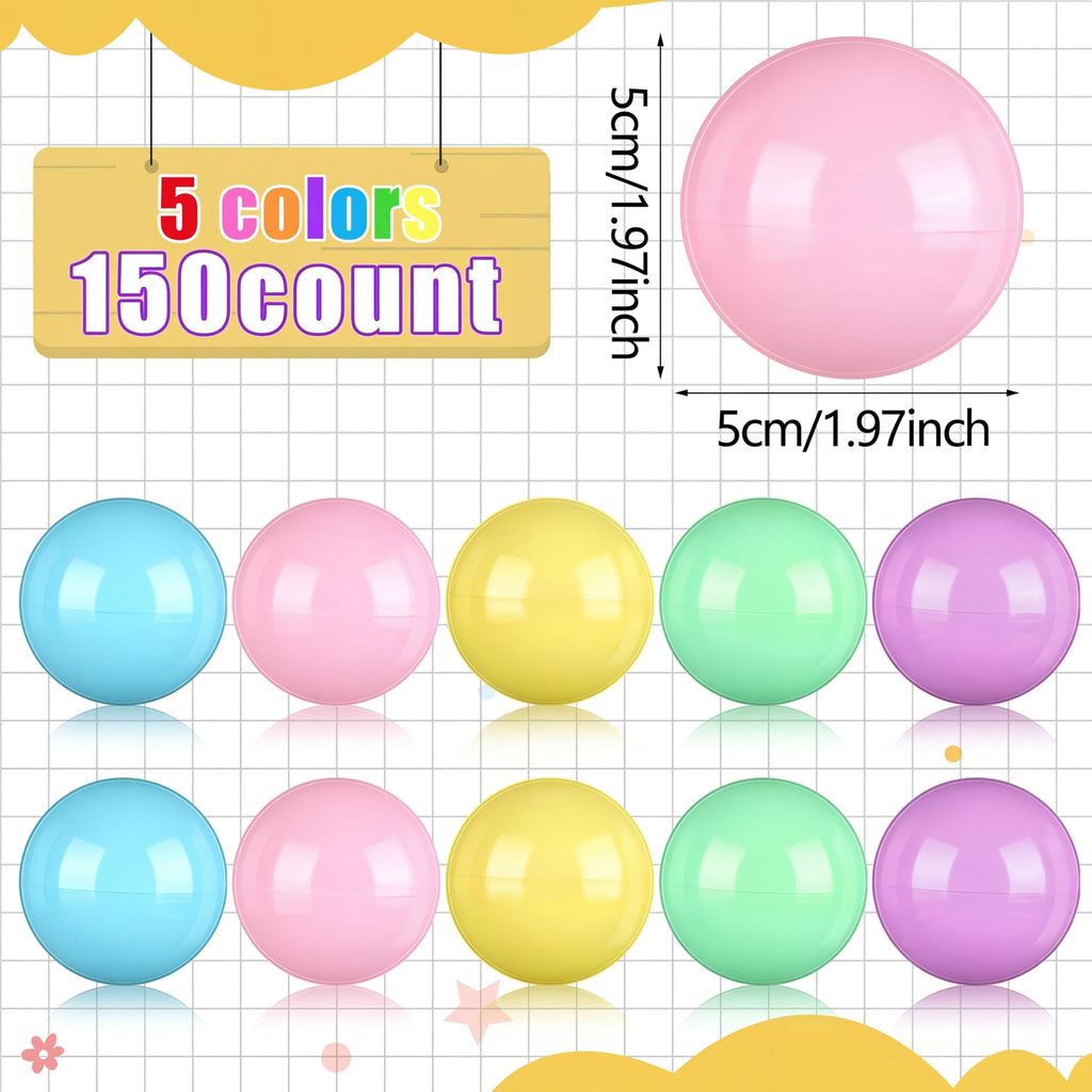 Sosation 150 Pcs 1.77 Inch Gumball Vending Machine Capsules Empty Round Plastic Containers for Prizes Party Favors (Stylish Color)