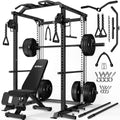 DP01 Power Cage, 2000LBS Squat Rack with with Cable Crossover and Dual Independent Pulley System, Full Cage for Full Body Training, Power Rack with More Training Attachments for Home Gym