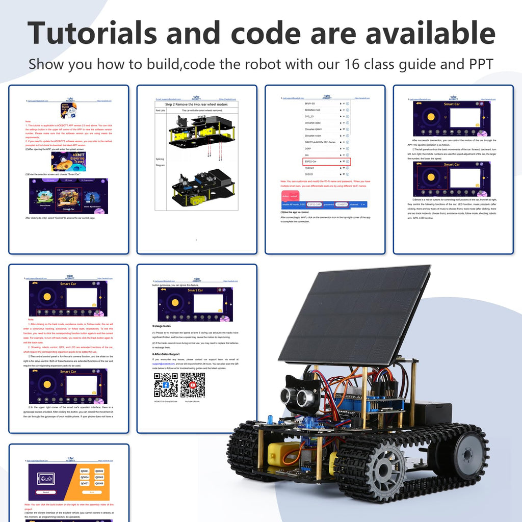4-in-1 ESP32 Smart Camera Solar Robot Car, 4WD Remote Control Car Robotics Kit for 8-12 12-16+ Kids Teens, Electronics Programming STEM Toy Science Coding Kit Compatible with Arduino/Scratch/Phython