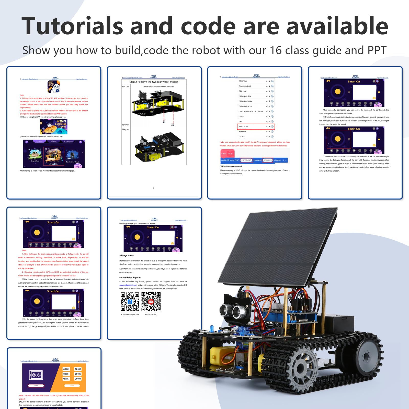 4-in-1 ESP32 Smart Camera Solar Robot Car, 4WD Remote Control Car Robotics Kit for 8-12 12-16+ Kids Teens, Electronics Programming STEM Toy Science Coding Kit Compatible with Arduino/Scratch/Phython