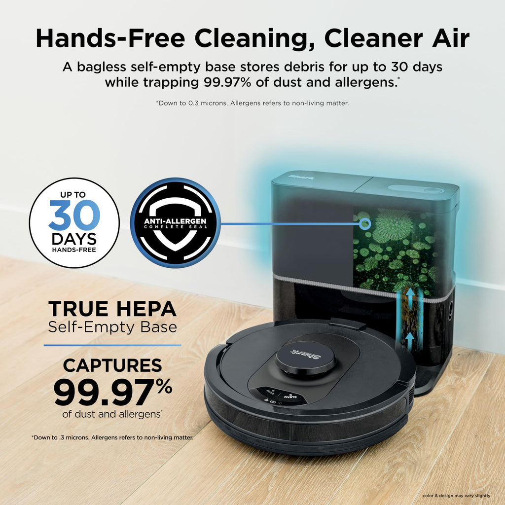 Shark Matrix Clean | Robot Vacuum Cleaner with Powerful Suction for Pet Hair, Rugs, Carpets & Hard Floors | Self-Empty Base | 60-Day Capacity | Voice Control | LiDAR Navigation | Cool Grey | AV2511AE