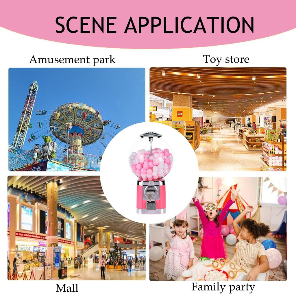 18.1inch Height Candy Gumball Vending Machine, Gumball Automatic Machine, Toy Capsule Dispenser Machine，Claw Machine for Kids Perfect for Birthdays(Pink)