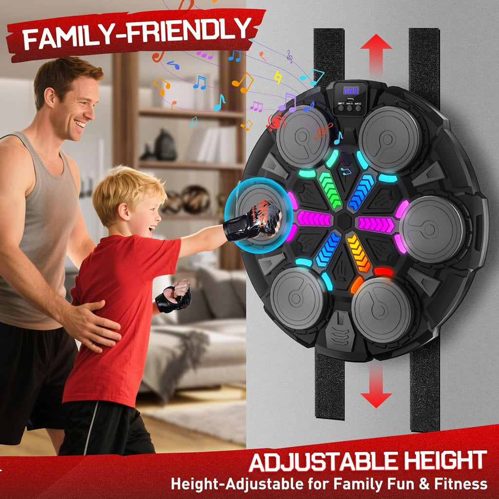 Music Boxing Machine for Adults and Kids, Smart Bluetooth Boxing Training Equipment with Gloves & Rhythm Games,Wall Mounted Boxing Mchine for Home,Office, Gym (Black)