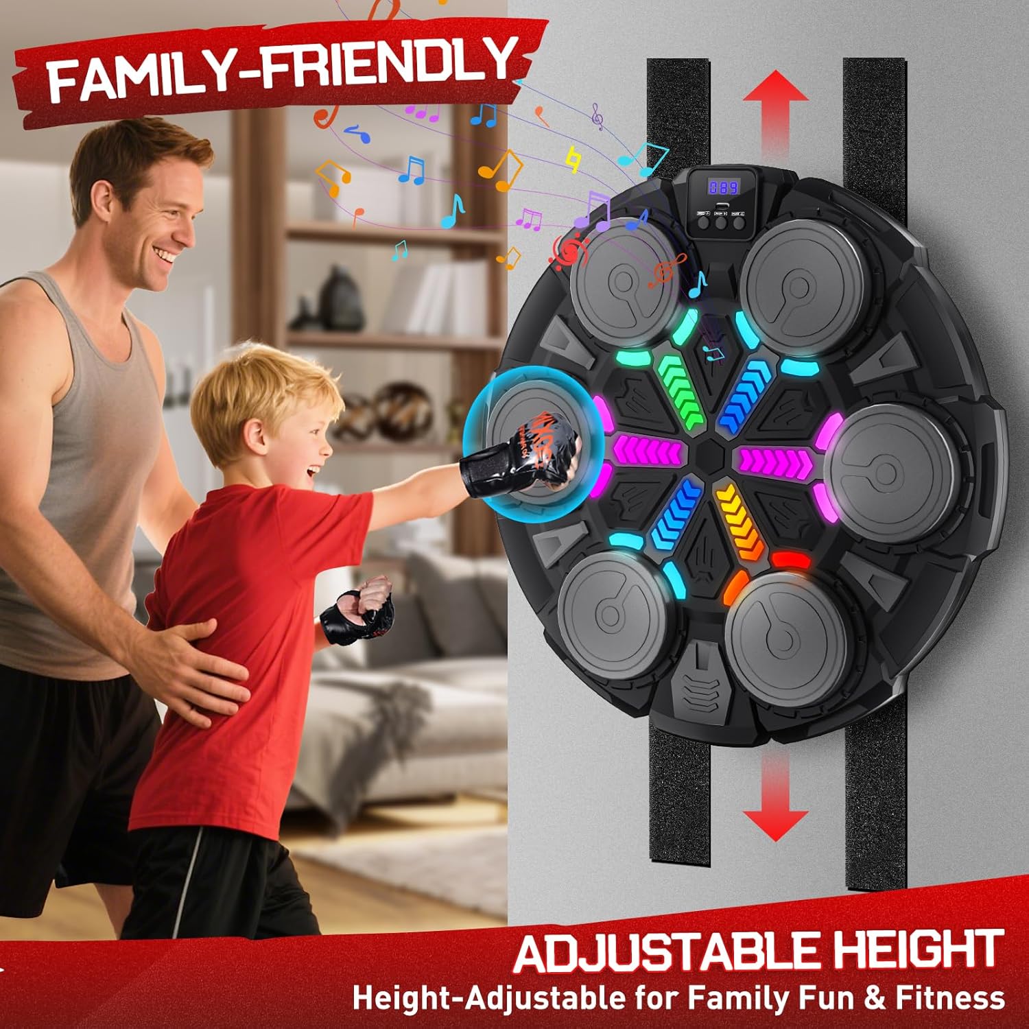 Music Boxing Machine for Adults and Kids, Smart Bluetooth Boxing Training Equipment with Gloves & Rhythm Games,Wall Mounted Boxing Mchine for Home,Office, Gym (Black)