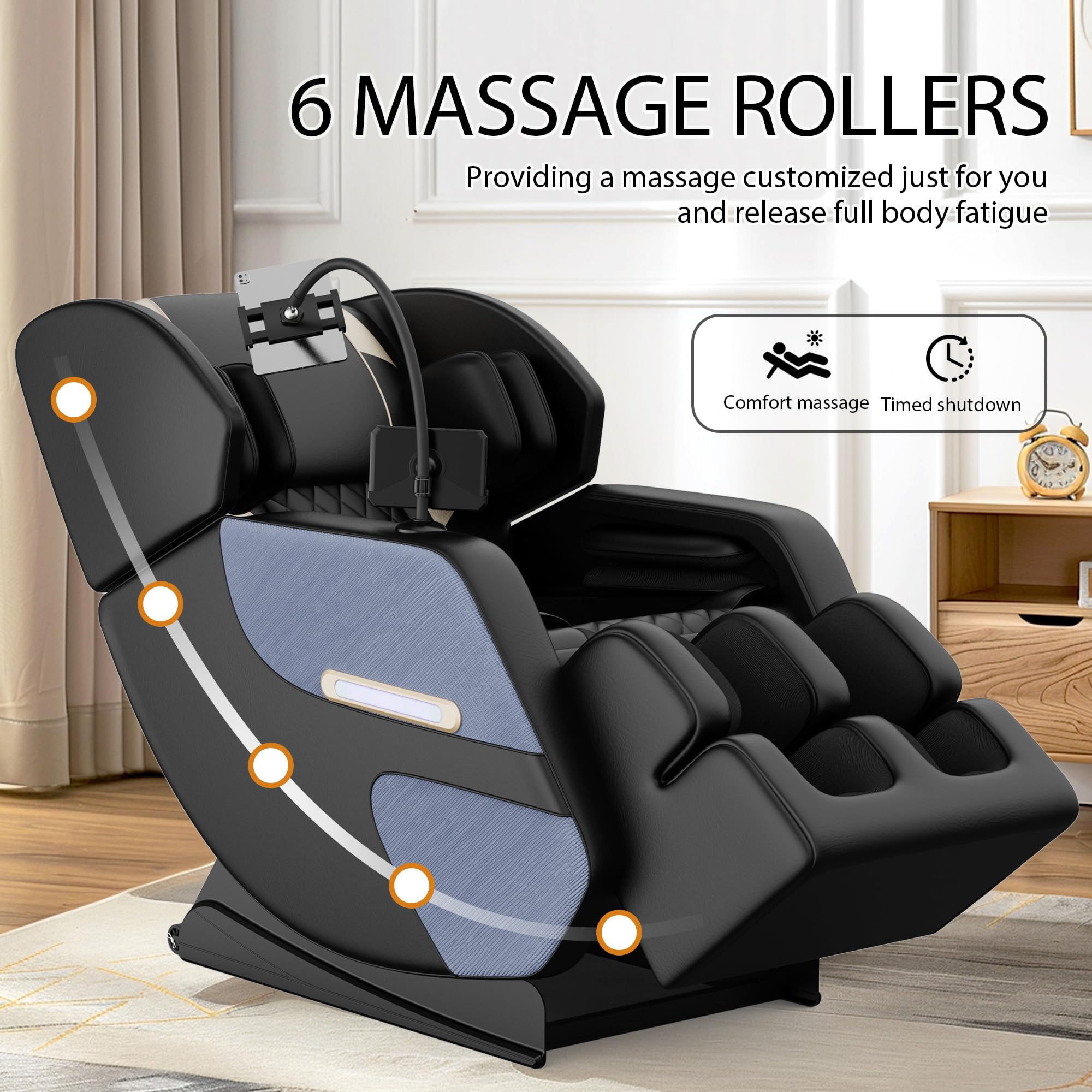 2026 Massage Chair Full Body, Zero Gravity Massage Chair with Auto Modes, Airbag Massage, 6 Fix Point Rollers, Foot Massage, Heating, Touch Screen Controller, Home Massage Chairs